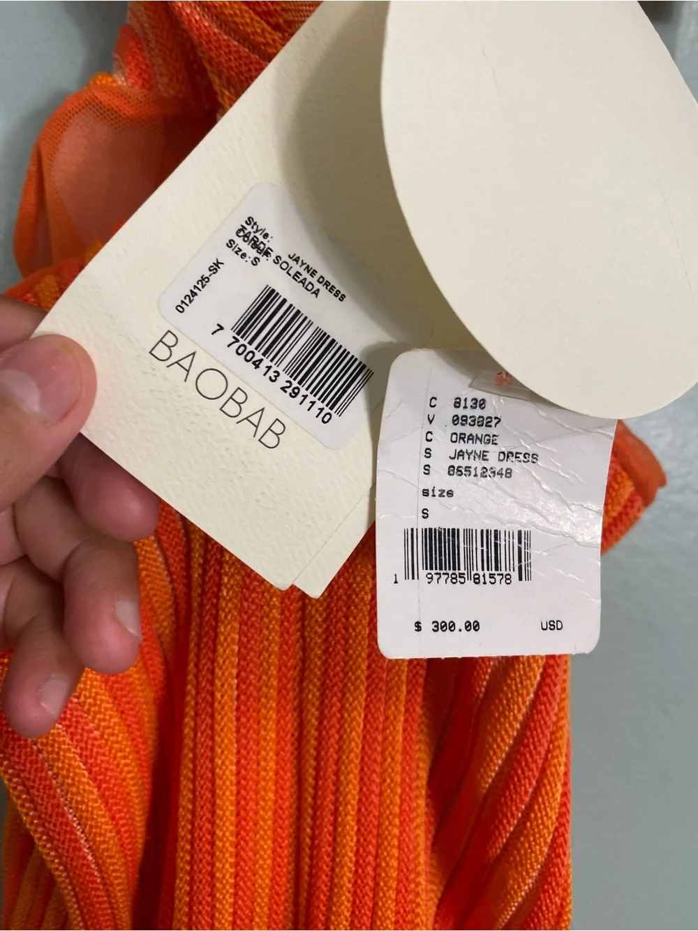 Baobab Jayne Dress Ribbed Stretchy Orange Small - Picture 6 of 6